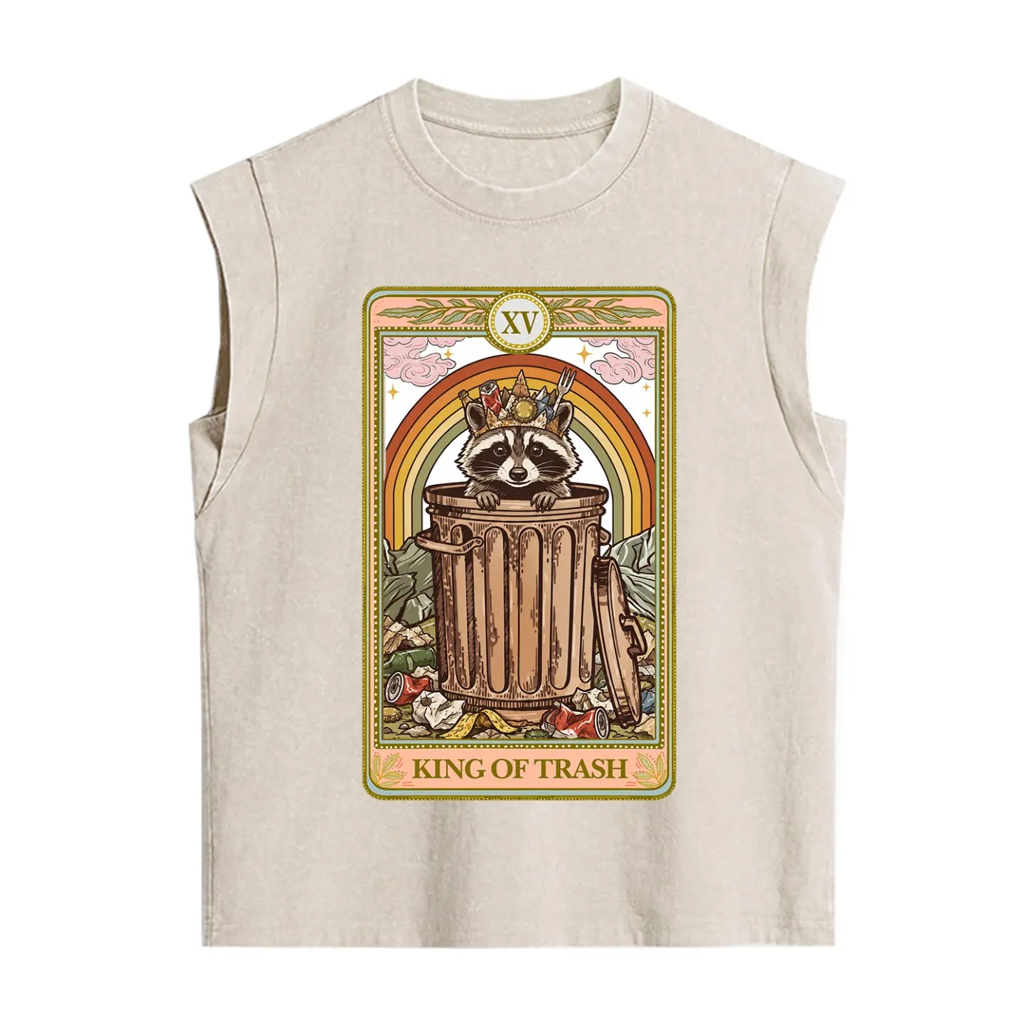 Purplehecate The King of Trash Raccoon Tarot Vintage Washed Tank