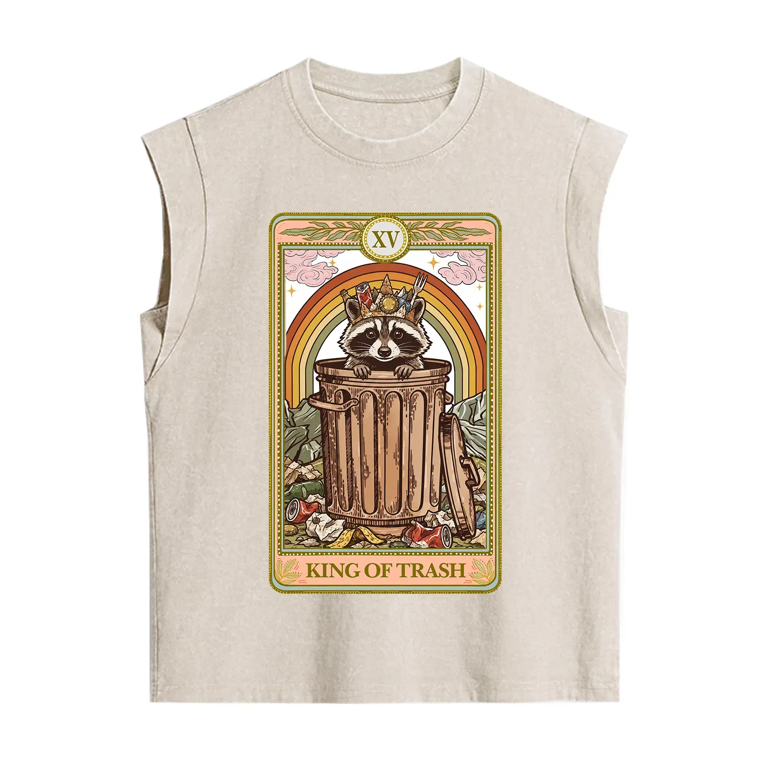 Purplehecate The King of Trash Raccoon Tarot Vintage Washed Tank