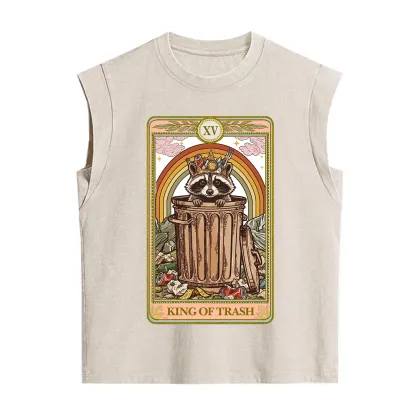 Purplehecate The King of Trash Raccoon Tarot Vintage Washed Tank