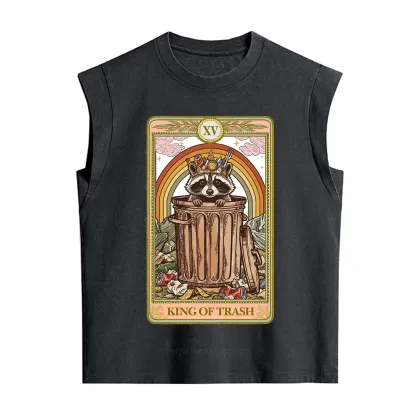 Purplehecate The King of Trash Raccoon Tarot Vintage Washed Tank