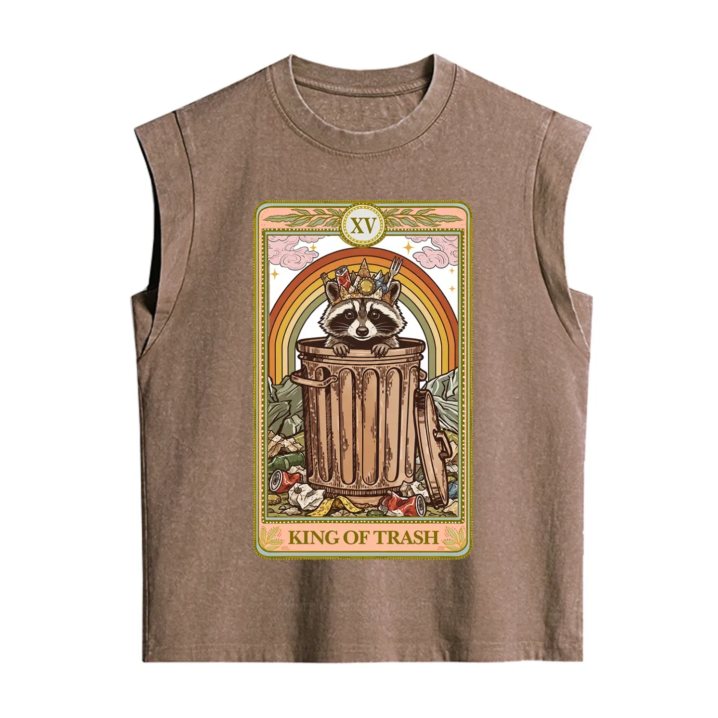 Purplehecate The King of Trash Raccoon Tarot Vintage Washed Tank