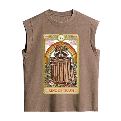 Purplehecate The King of Trash Raccoon Tarot Vintage Washed Tank