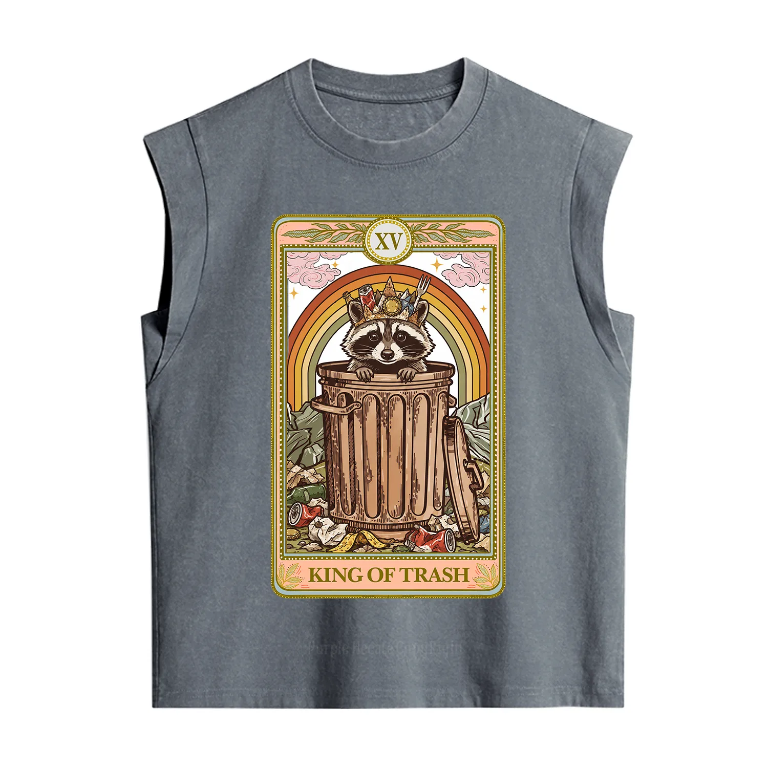 Purplehecate The King of Trash Raccoon Tarot Vintage Washed Tank