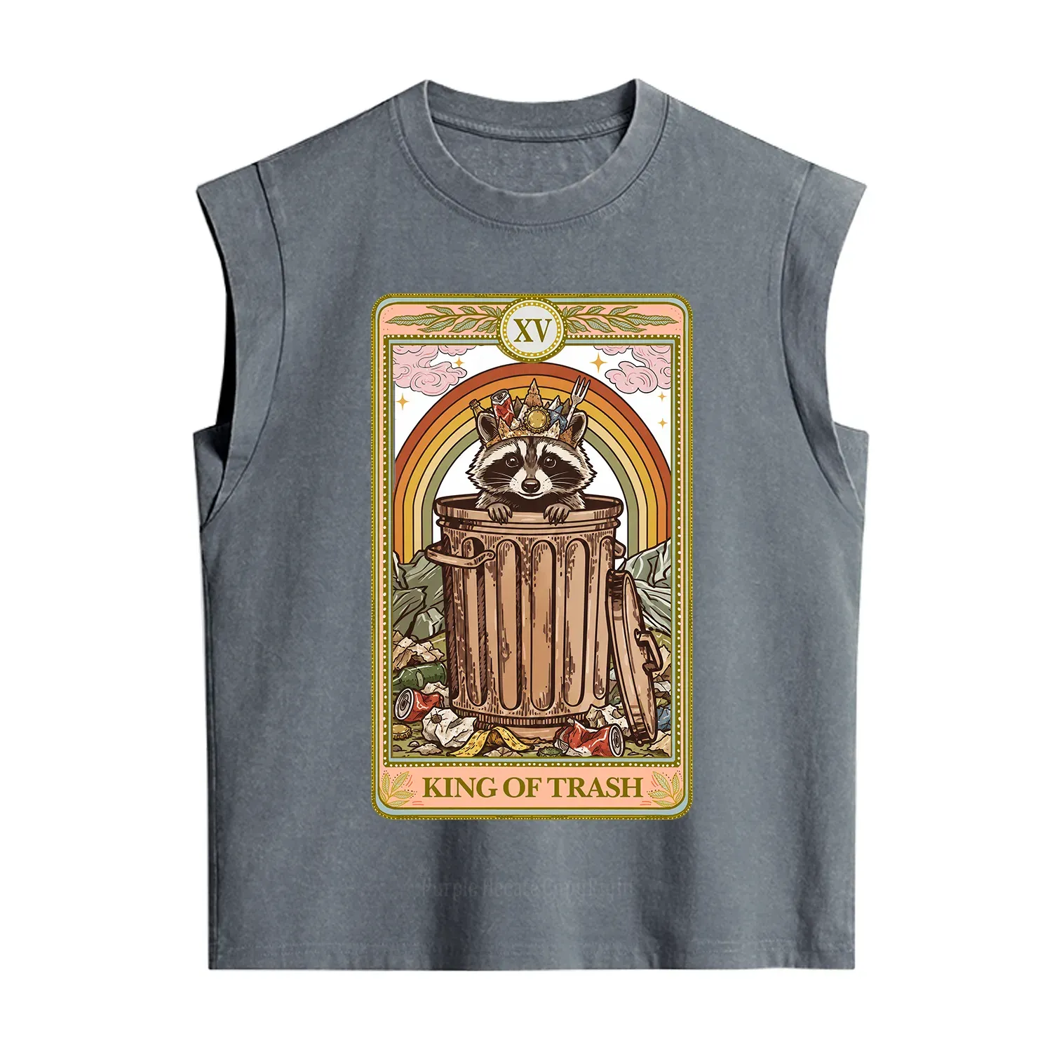 Purplehecate The King of Trash Raccoon Tarot Vintage Washed Tank