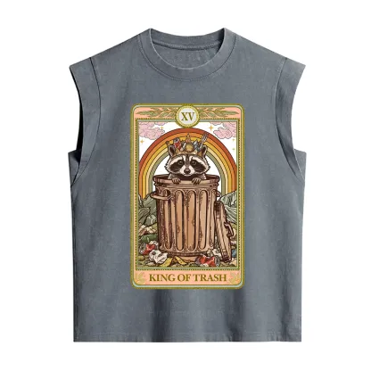 Purplehecate The King of Trash Raccoon Tarot Vintage Washed Tank