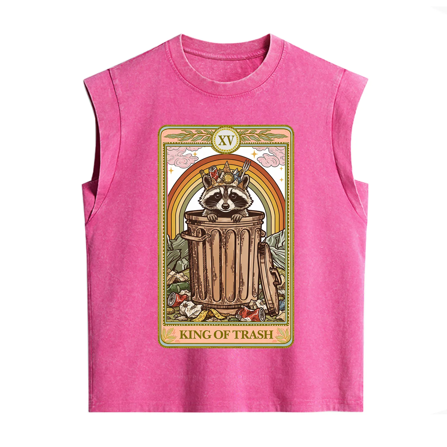 Purplehecate The King of Trash Raccoon Tarot Vintage Washed Tank