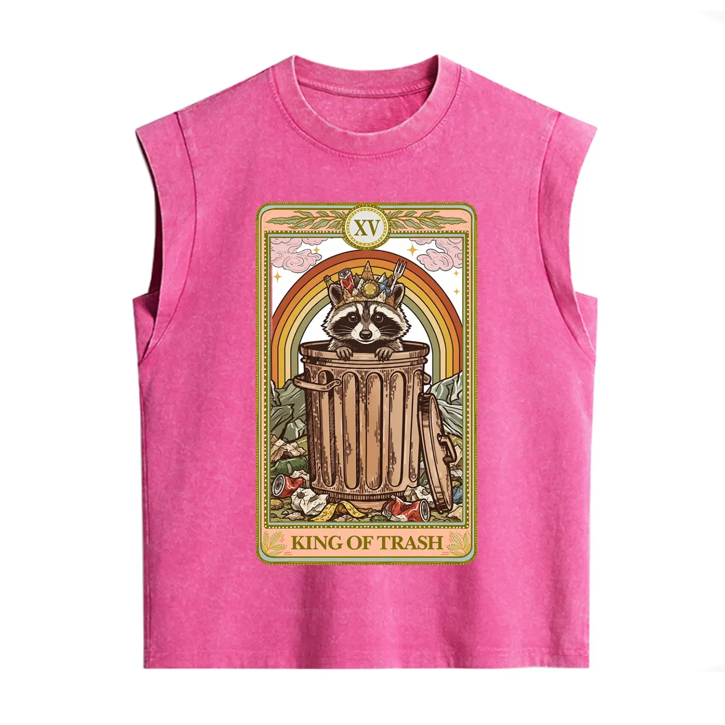 Purplehecate The King of Trash Raccoon Tarot Vintage Washed Tank