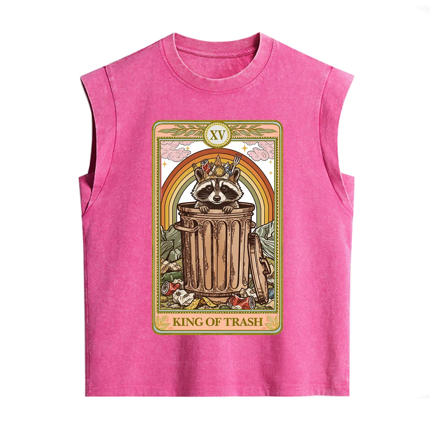 Purplehecate The King of Trash Raccoon Tarot Vintage Washed Tank