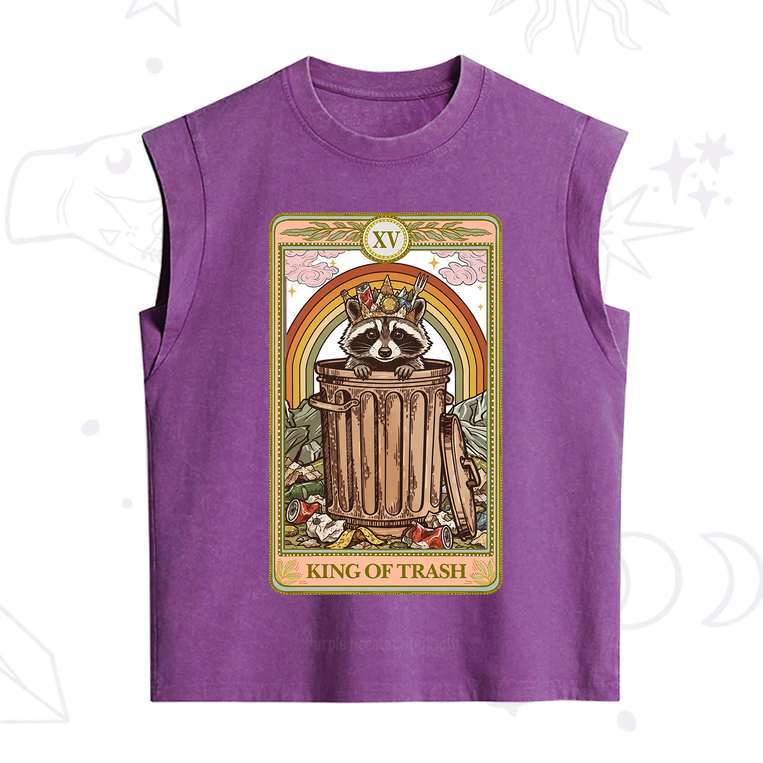 Purplehecate The King of Trash Raccoon Tarot Vintage Washed Tank
