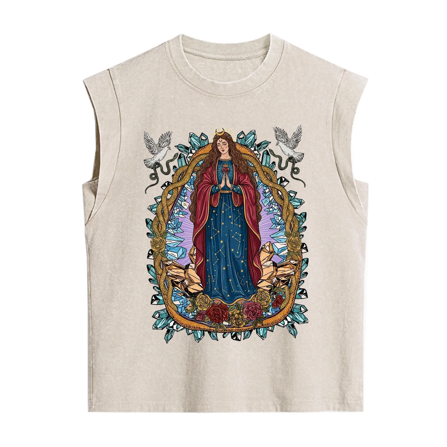 Purplehecate Crystal Rose Madonna Vintage Washed Tank