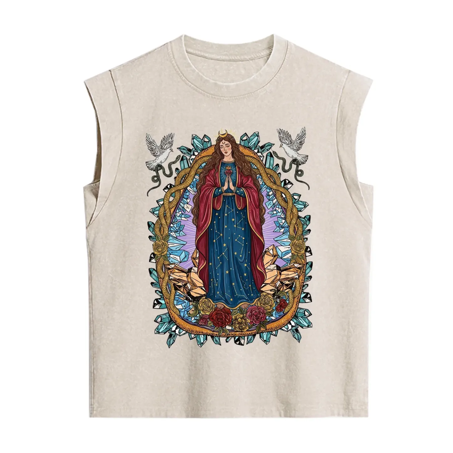 Purplehecate Crystal Rose Madonna Vintage Washed Tank