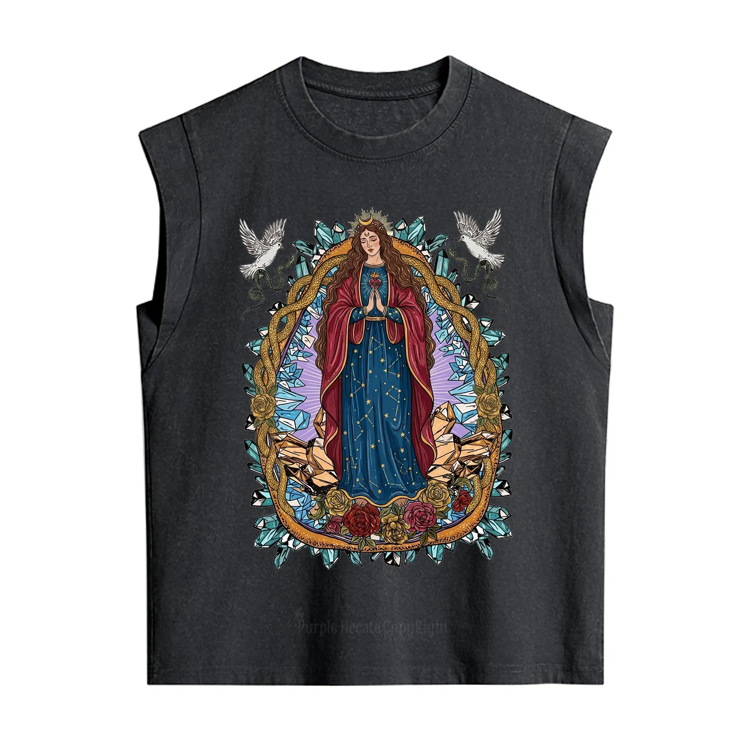 Purplehecate Crystal Rose Madonna Vintage Washed Tank