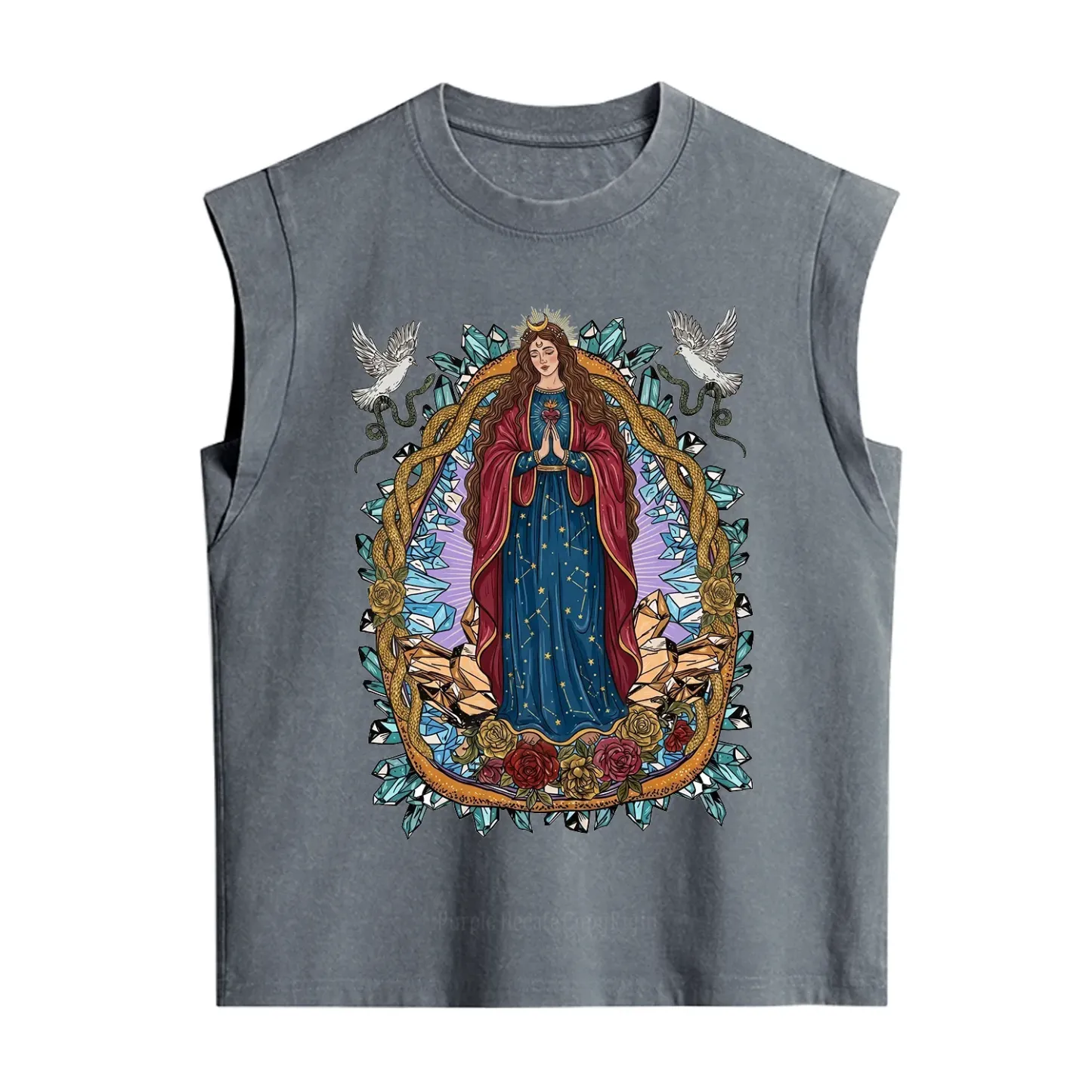 Purplehecate Crystal Rose Madonna Vintage Washed Tank