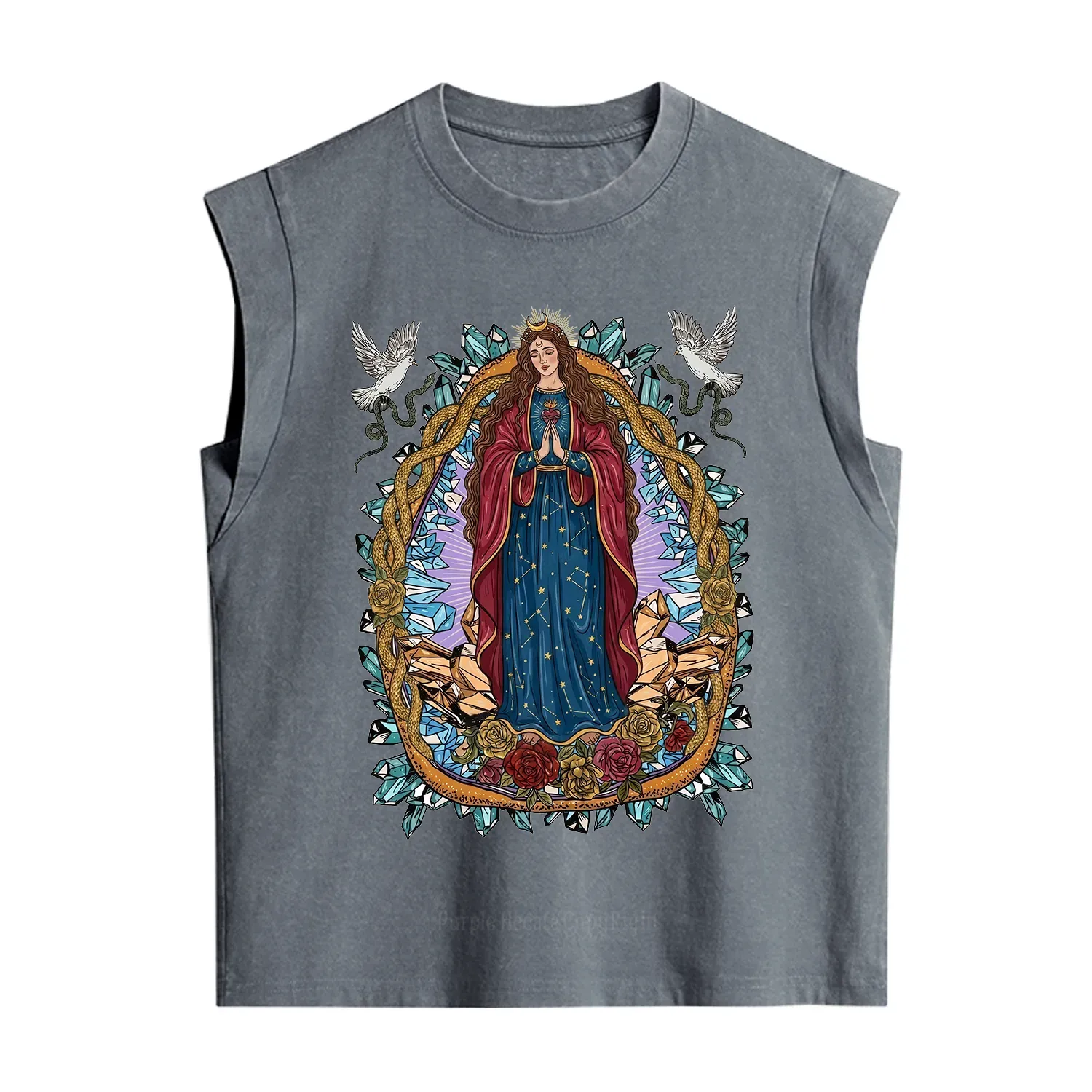 Purplehecate Crystal Rose Madonna Vintage Washed Tank