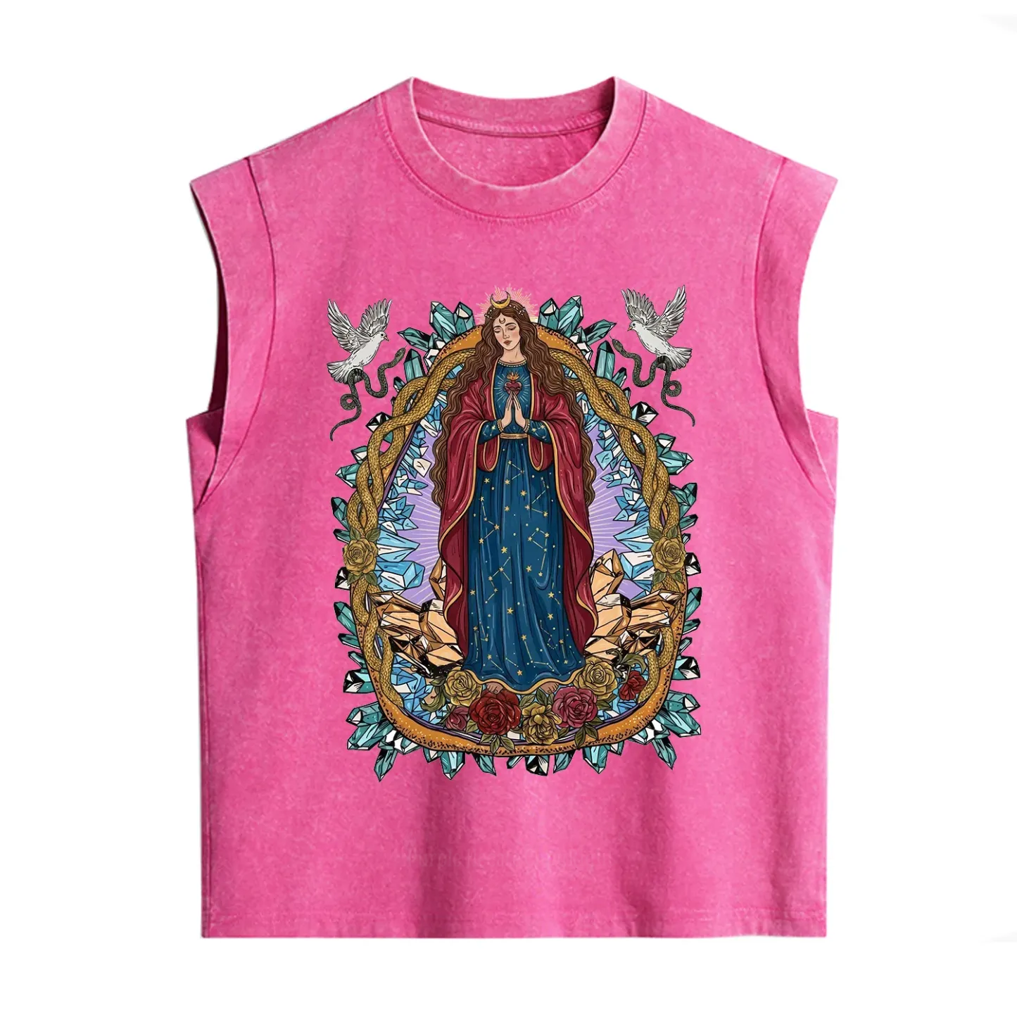 Purplehecate Crystal Rose Madonna Vintage Washed Tank