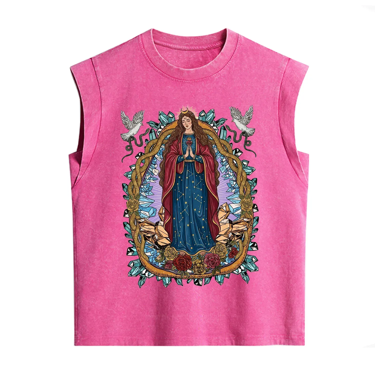 Purplehecate Crystal Rose Madonna Vintage Washed Tank