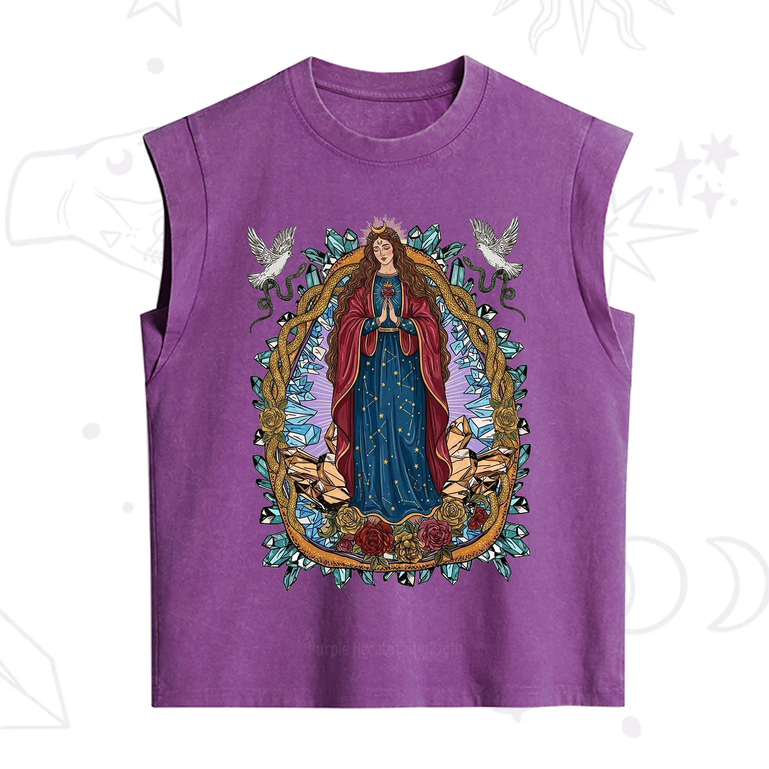 Purplehecate Crystal Rose Madonna Vintage Washed Tank
