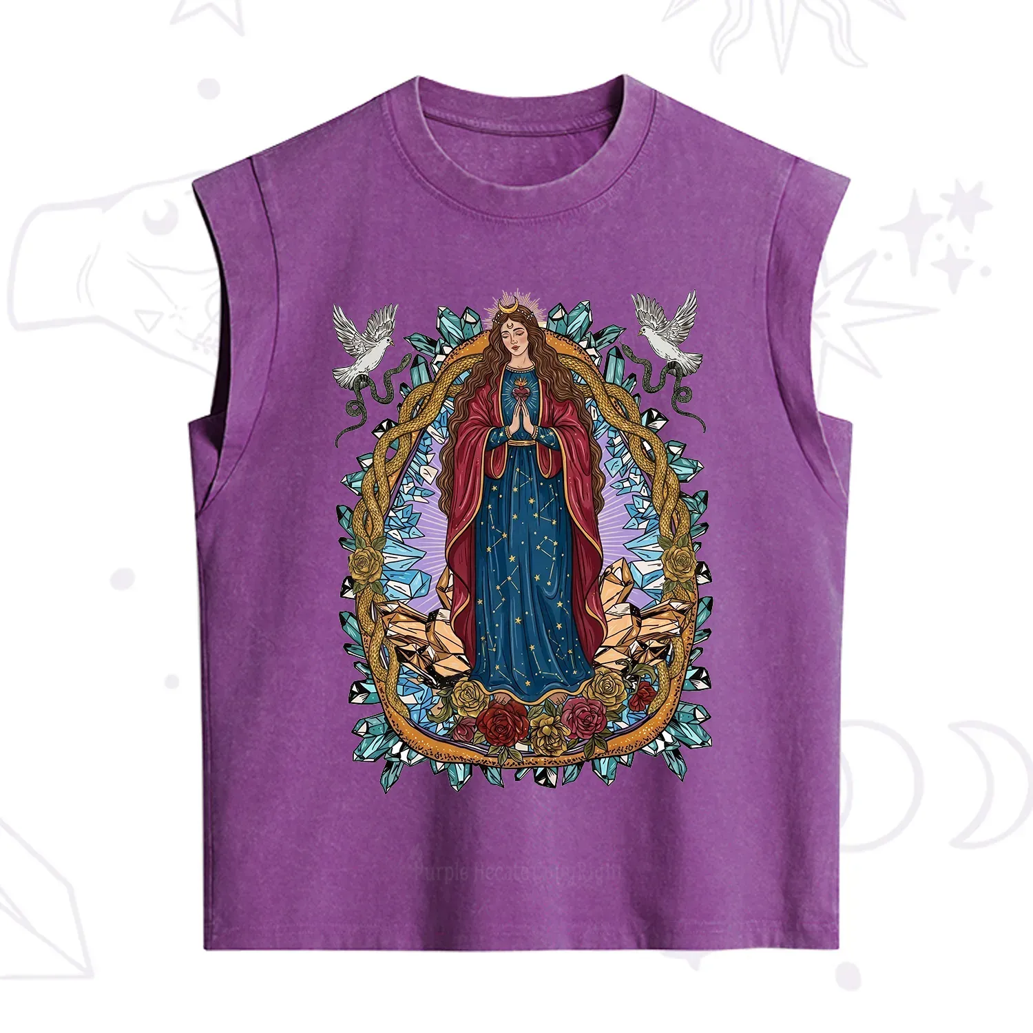 Purplehecate Crystal Rose Madonna Vintage Washed Tank