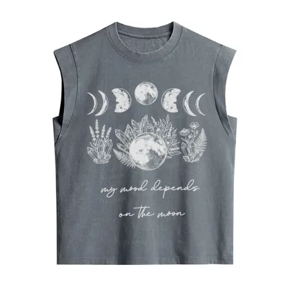 Purplehecate My Mood Depends On The Moon Vintage Washed Tank