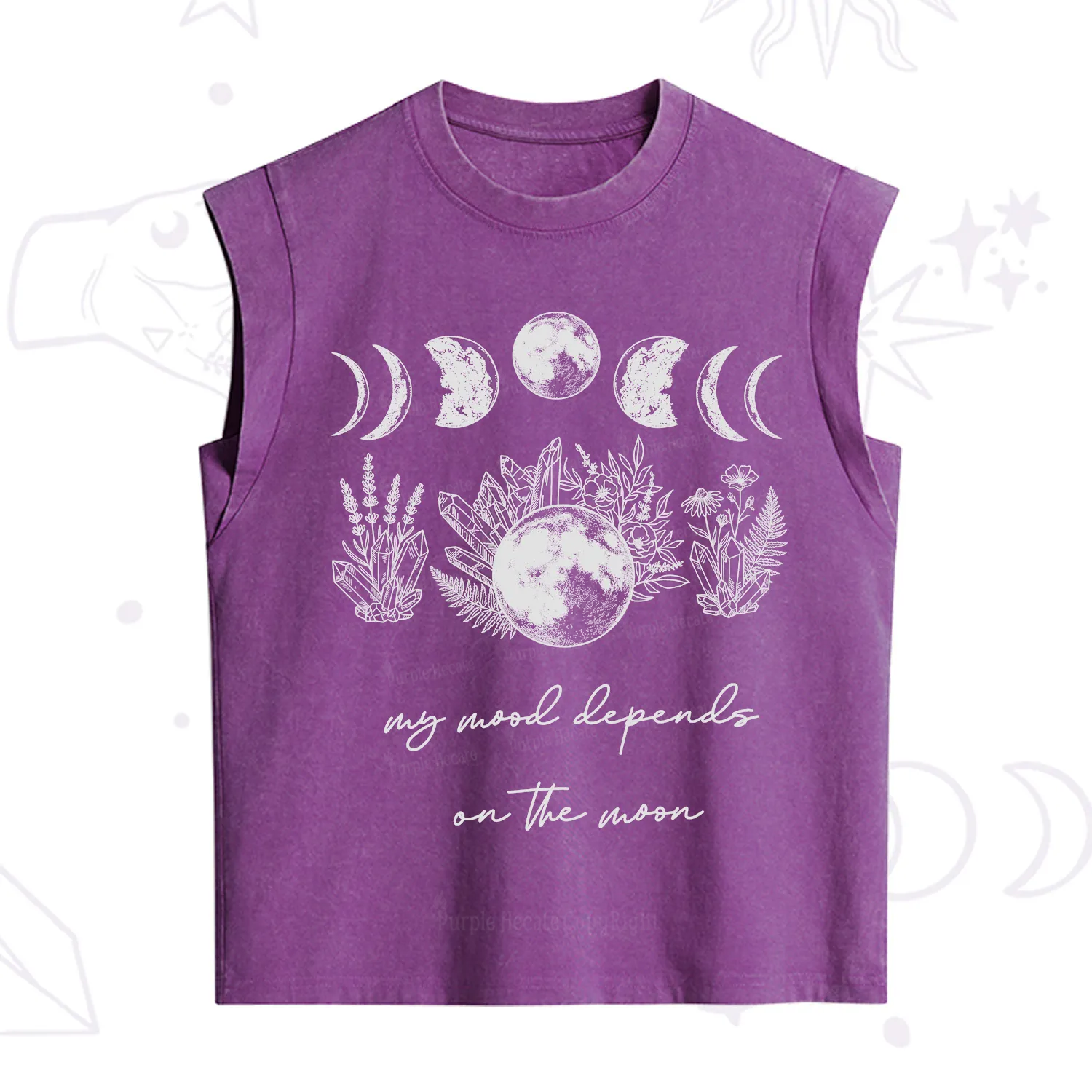 Purplehecate My Mood Depends On The Moon Vintage Washed Tank