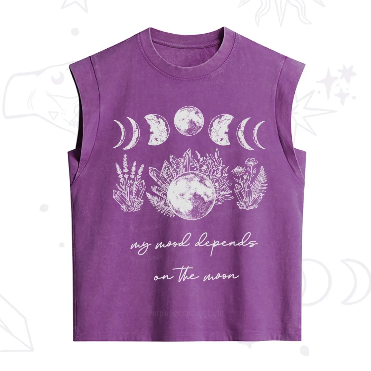 Purplehecate My Mood Depends On The Moon Vintage Washed Tank