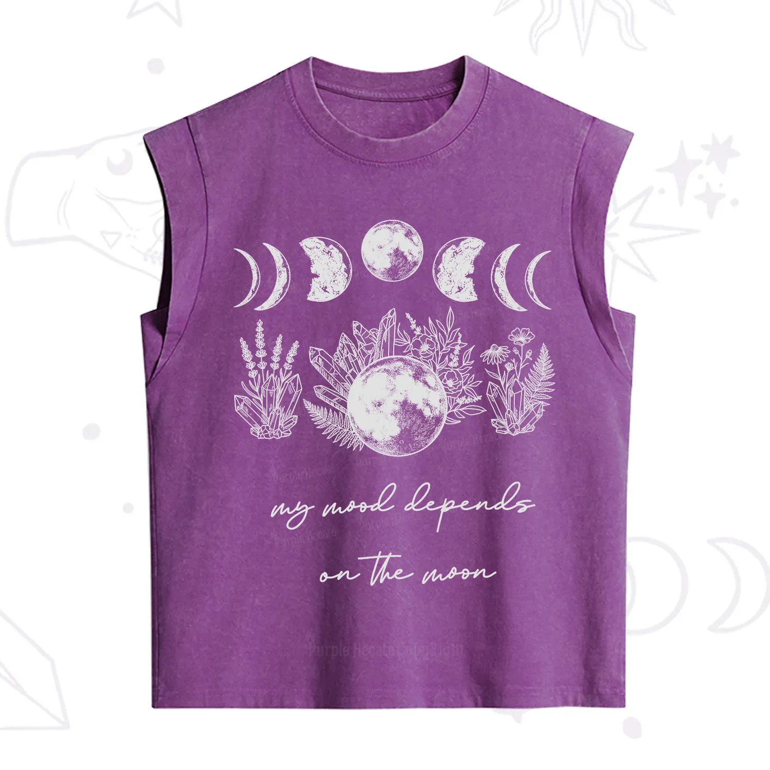 Purplehecate My Mood Depends On The Moon Vintage Washed Tank