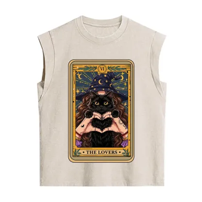 Purplehecate The Lover Tarot Witch Cat Vintage Washed Tank