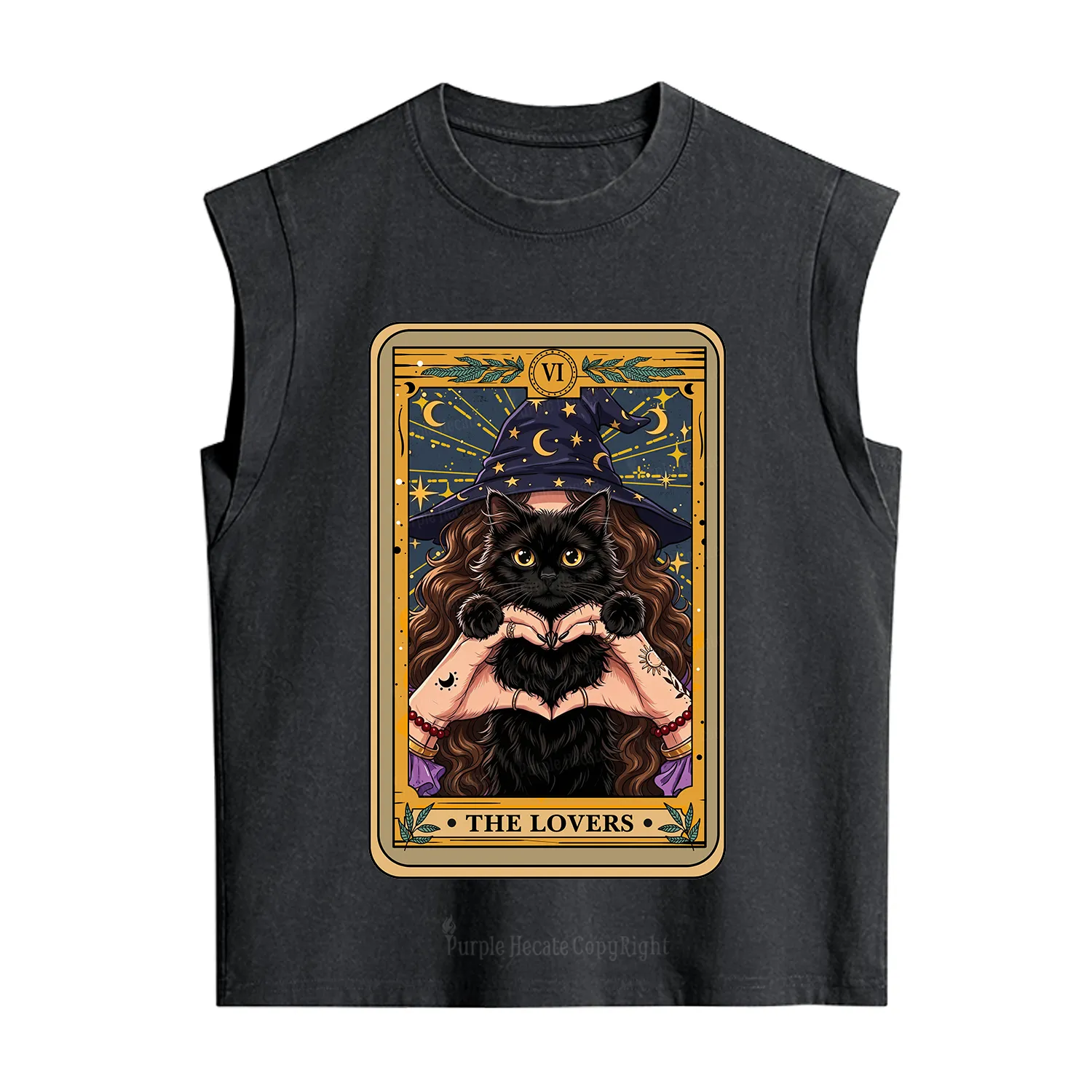 Purplehecate The Lover Tarot Witch Cat Vintage Washed Tank