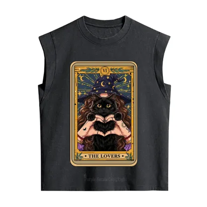 Purplehecate The Lover Tarot Witch Cat Vintage Washed Tank