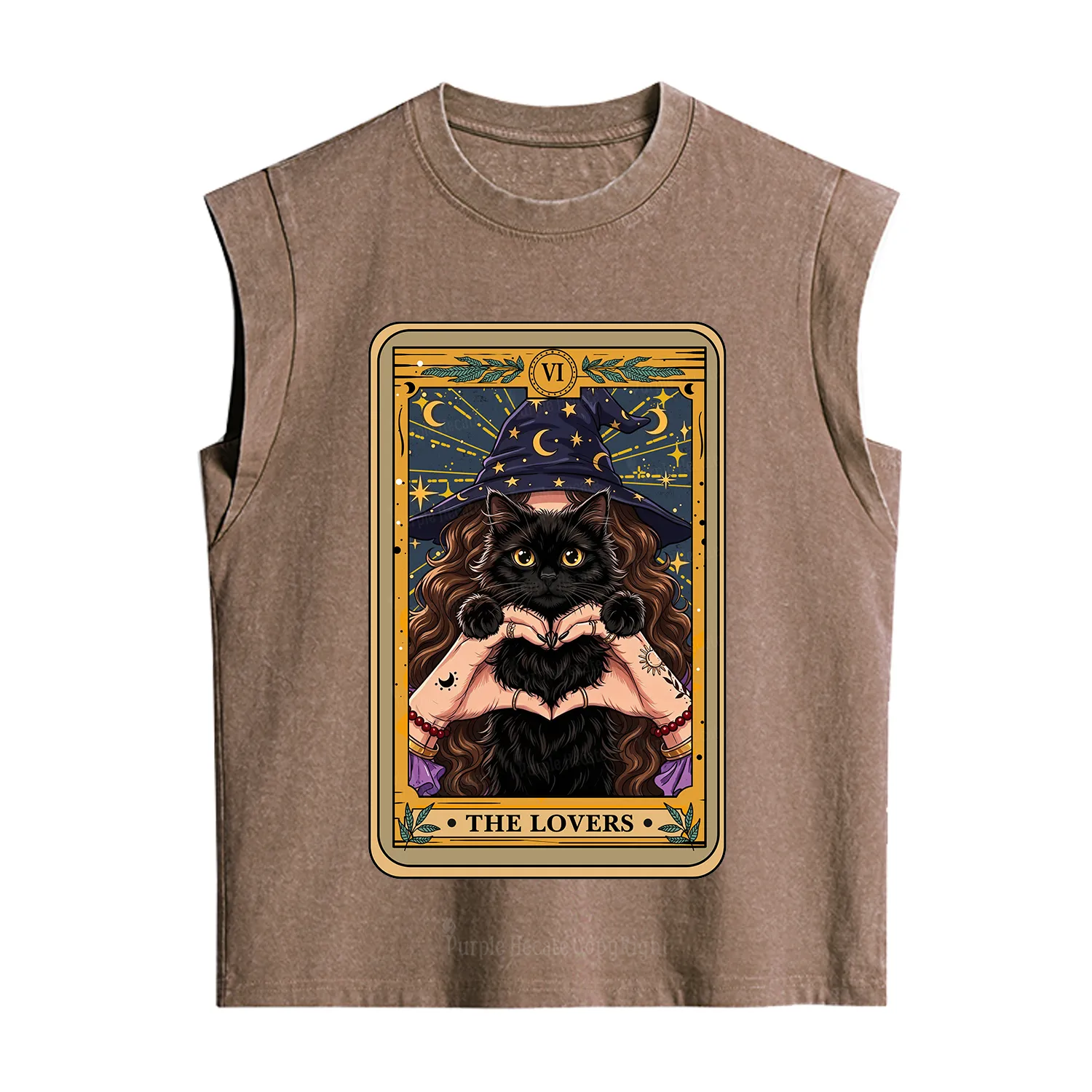 Purplehecate The Lover Tarot Witch Cat Vintage Washed Tank