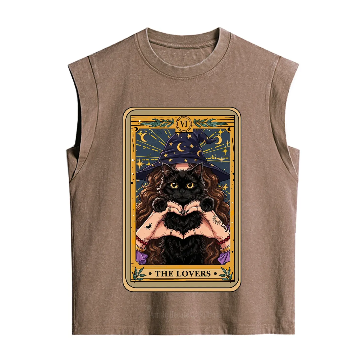 Purplehecate The Lover Tarot Witch Cat Vintage Washed Tank