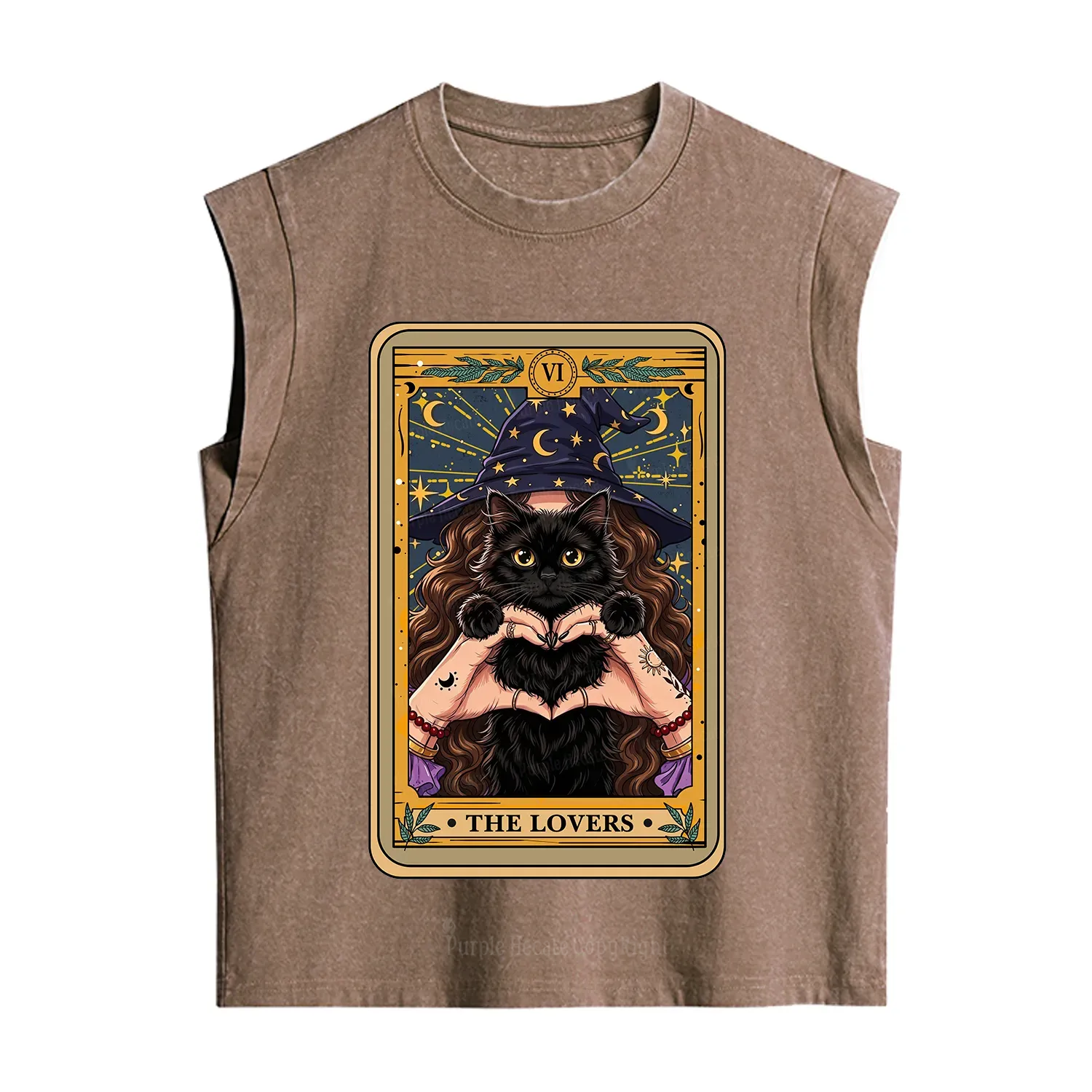 Purplehecate The Lover Tarot Witch Cat Vintage Washed Tank