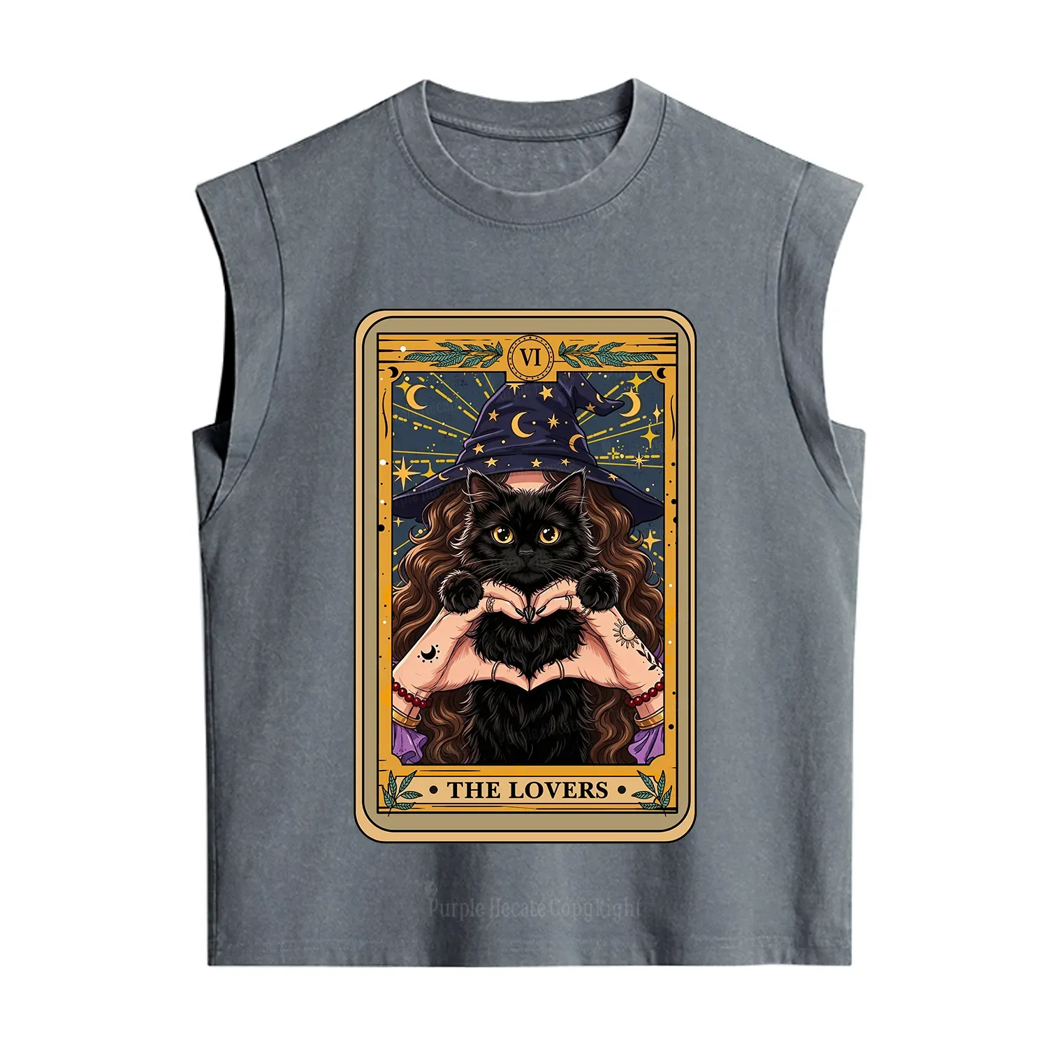 Purplehecate The Lover Tarot Witch Cat Vintage Washed Tank