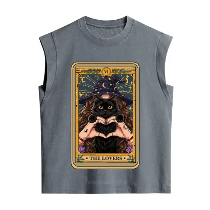 Purplehecate The Lover Tarot Witch Cat Vintage Washed Tank