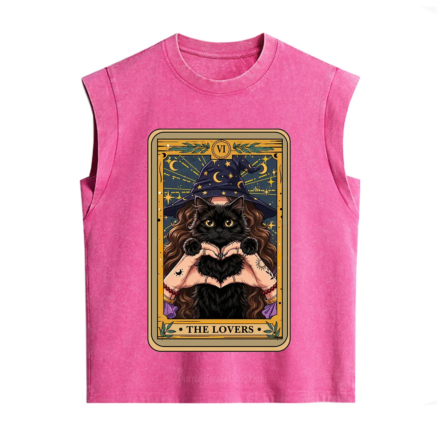 Purplehecate The Lover Tarot Witch Cat Vintage Washed Tank