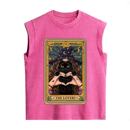 Purplehecate The Lover Tarot Witch Cat Vintage Washed Tank