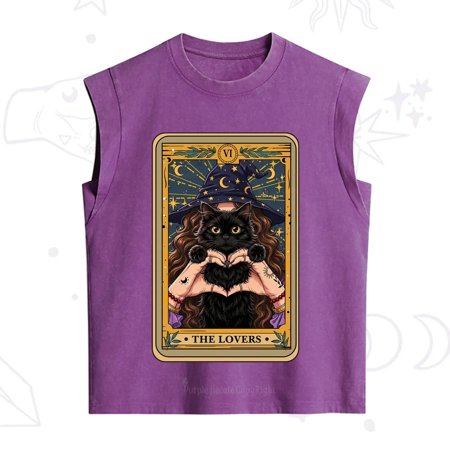Purplehecate The Lover Tarot Witch Cat Vintage Washed Tank