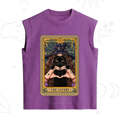 Purplehecate The Lover Tarot Witch Cat Vintage Washed Tank