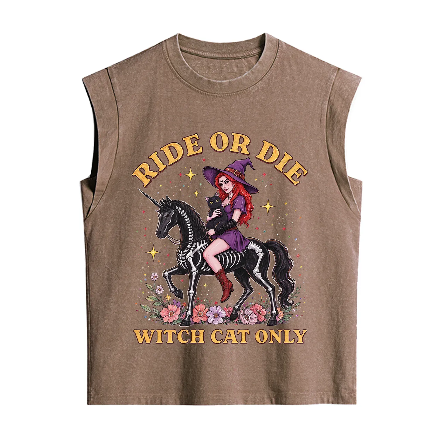 Purplehecate Ride Or Die Witch Cat Only Vintage Washed Tank