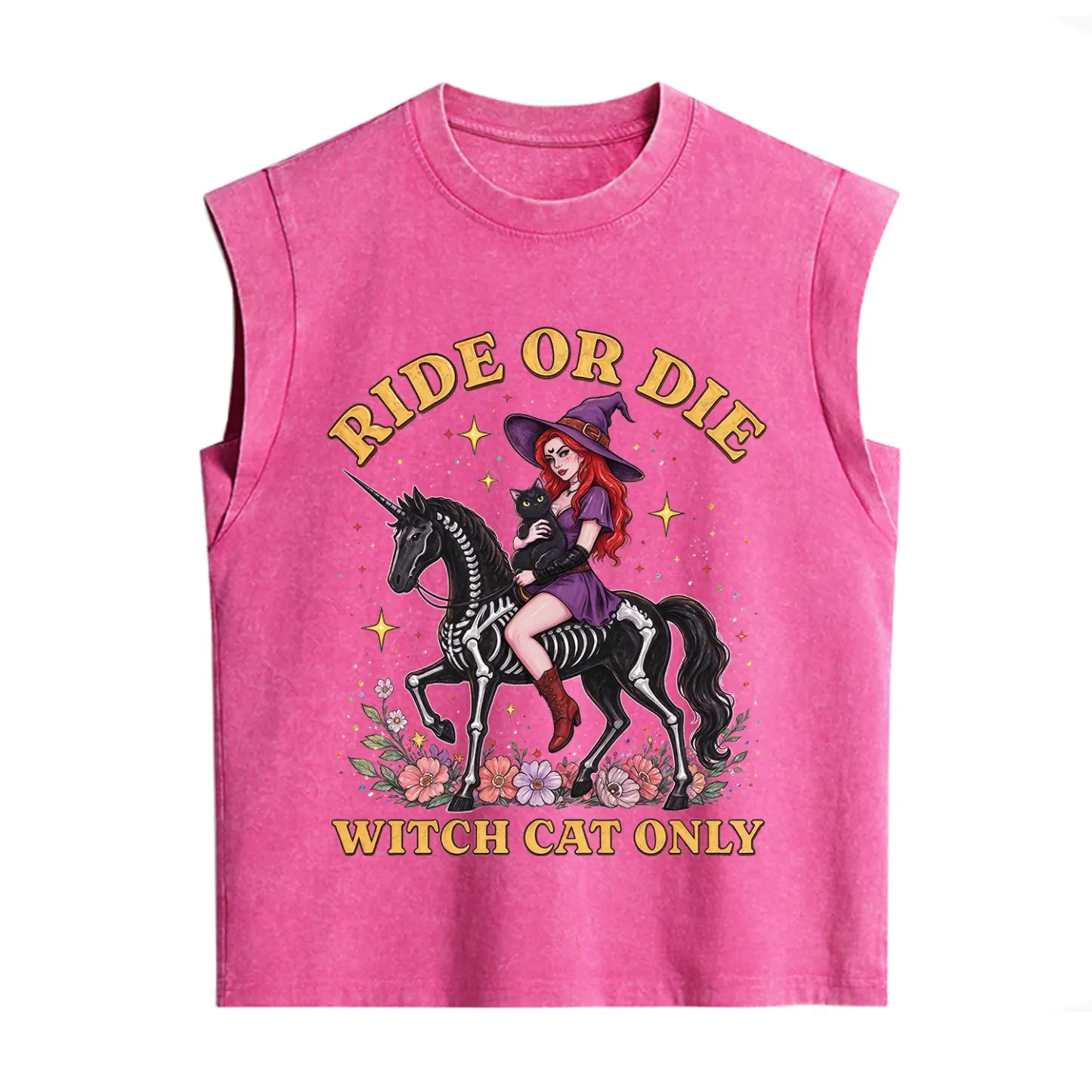 Purplehecate Ride Or Die Witch Cat Only Vintage Washed Tank
