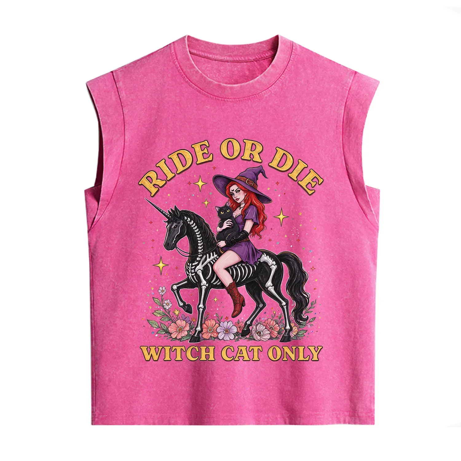 Purplehecate Ride Or Die Witch Cat Only Vintage Washed Tank