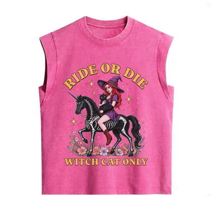 Purplehecate Ride Or Die Witch Cat Only Vintage Washed Tank