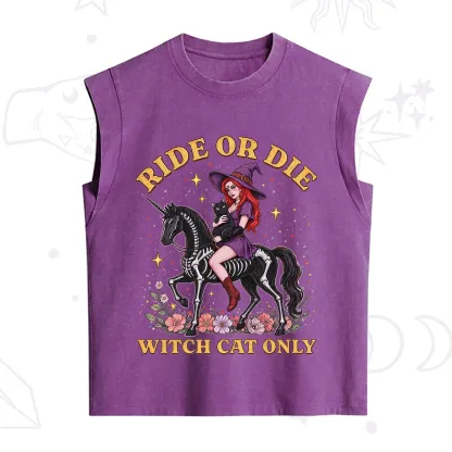 Purplehecate Ride Or Die Witch Cat Only Vintage Washed Tank