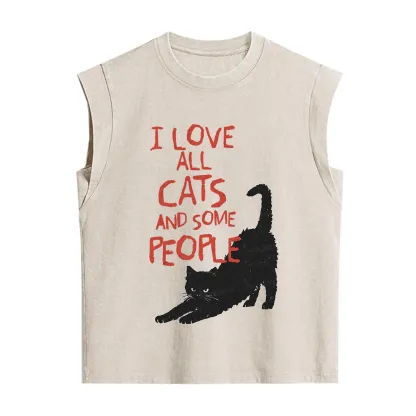Purplehecate I Love All Cats and Some People Vintage Washed Tank