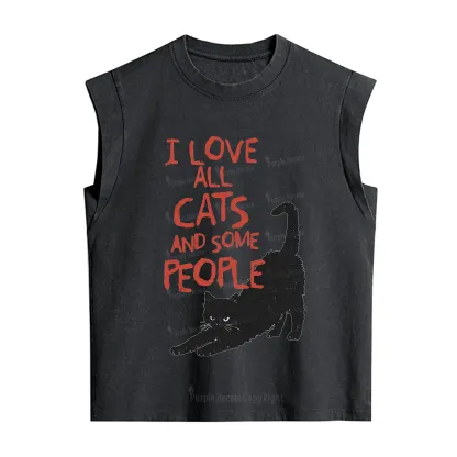 Purplehecate I Love All Cats and Some People Vintage Washed Tank