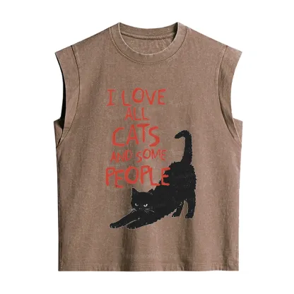 Purplehecate I Love All Cats and Some People Vintage Washed Tank