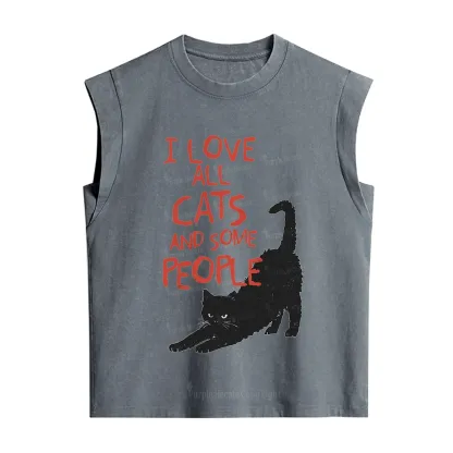 Purplehecate I Love All Cats and Some People Vintage Washed Tank