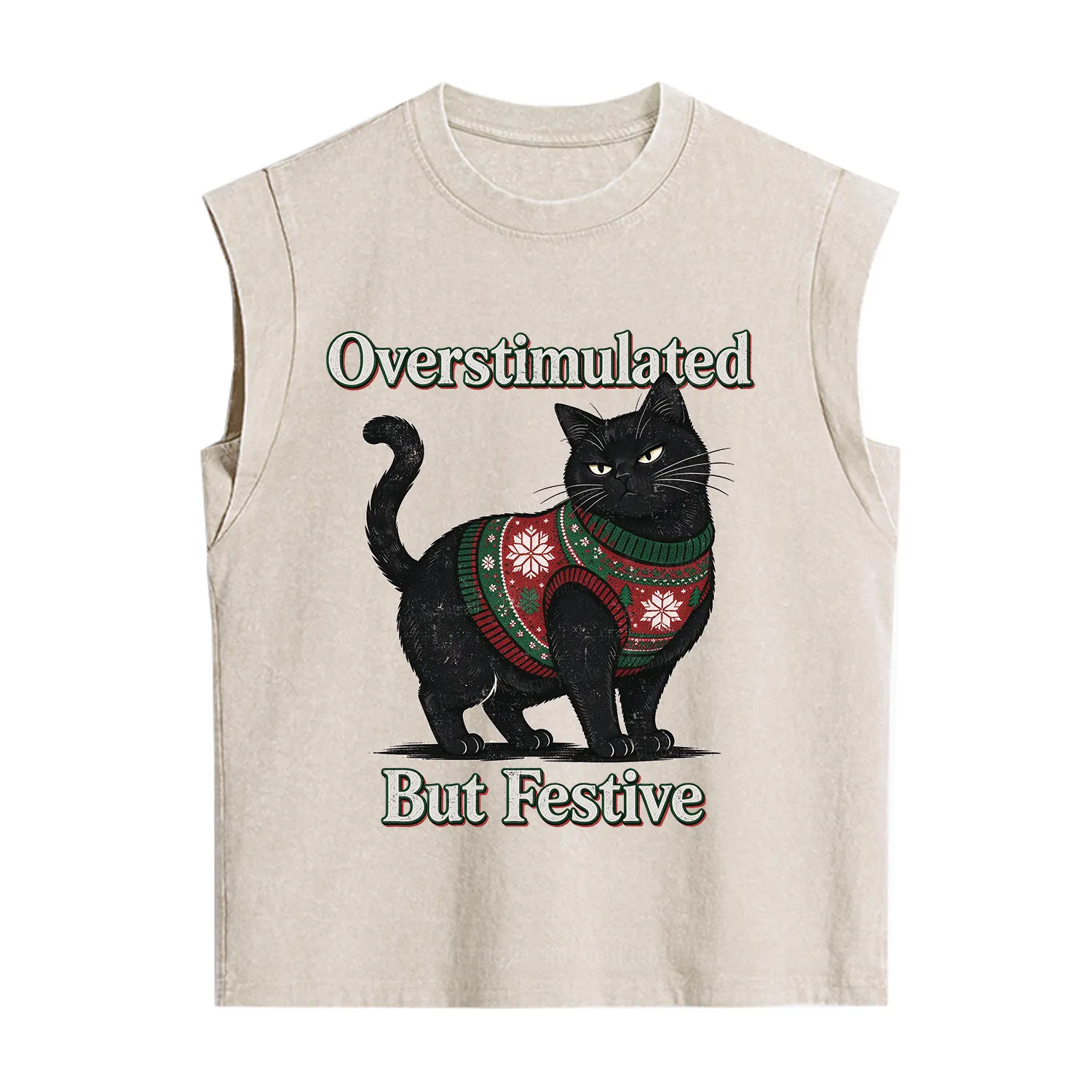 Purplehecate Overstimulated But Festive Christmas Vintage Washed Tank