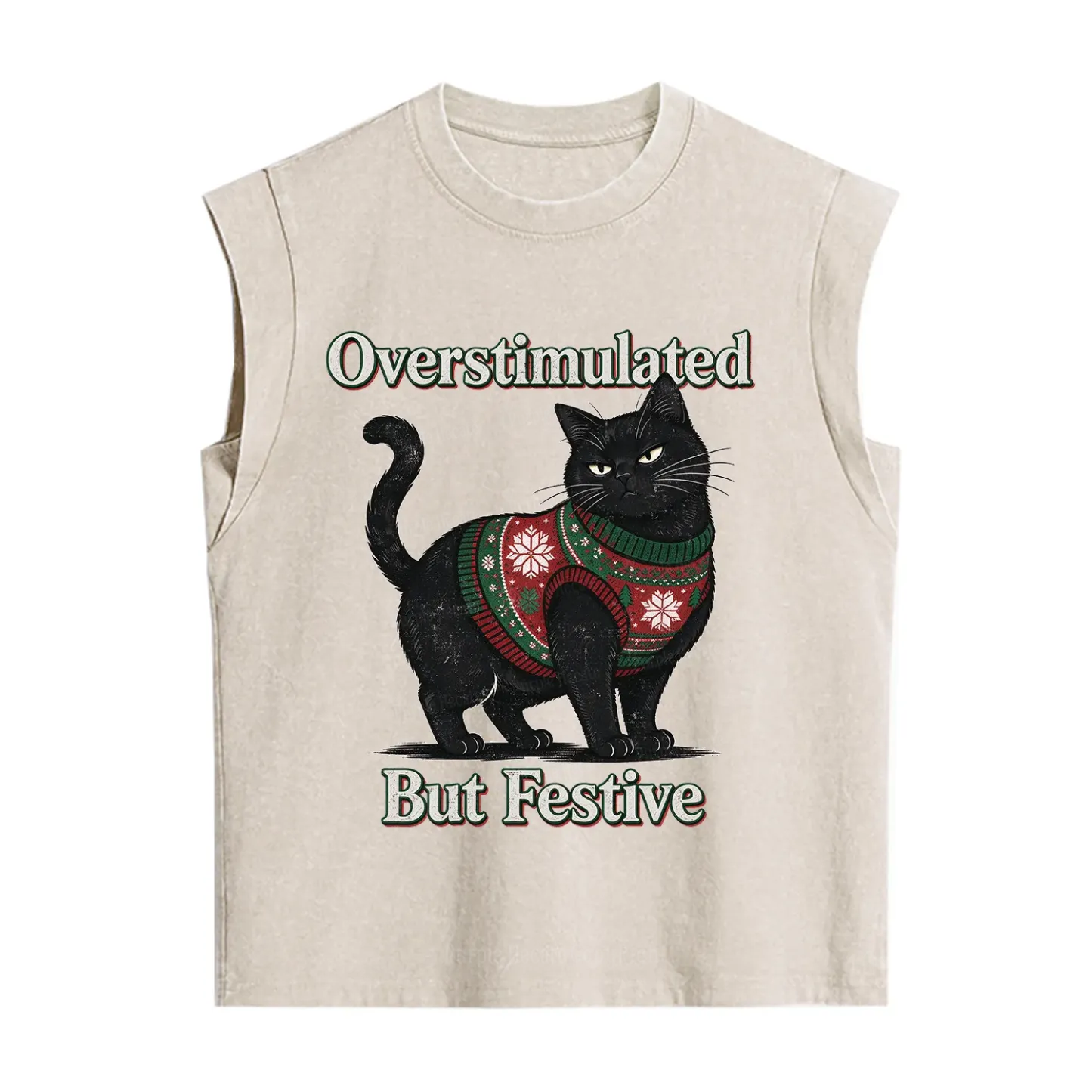 Purplehecate Overstimulated But Festive Christmas Vintage Washed Tank