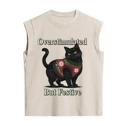 Purplehecate Overstimulated But Festive Christmas Vintage Washed Tank